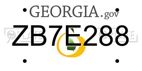 ZB7E288 Georgia License Plate
