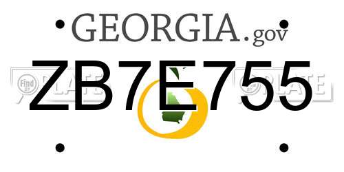 ZB7E755 Georgia License Plate