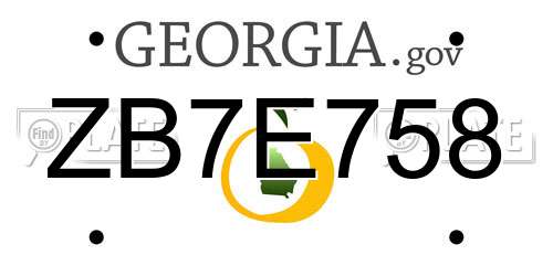 ZB7E758 Georgia License Plate