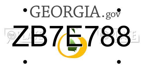 ZB7E788 Georgia License Plate
