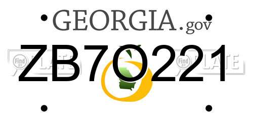 ZB7O221 Georgia License Plate