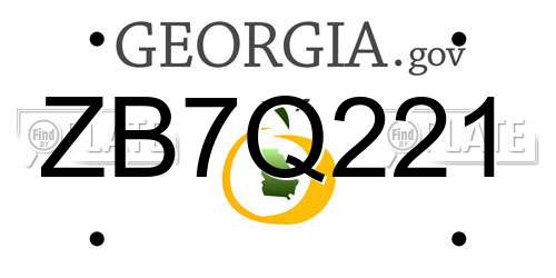 ZB7Q221 Georgia License Plate