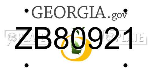 ZB80921 Georgia License Plate