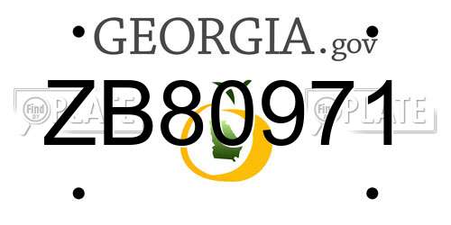 ZB80971 Georgia License Plate