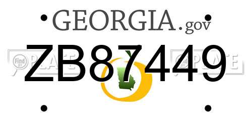 ZB87449 Georgia License Plate