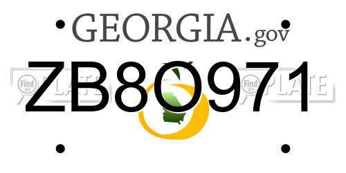 ZB8O971 Georgia License Plate