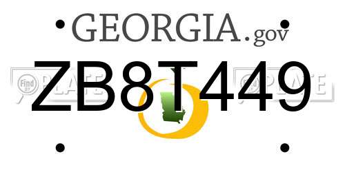 ZB8T449 Georgia License Plate