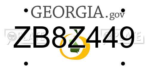 ZB8Z449 Georgia License Plate