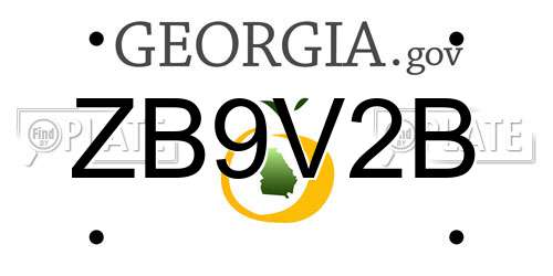 ZB9V2B Georgia License Plate