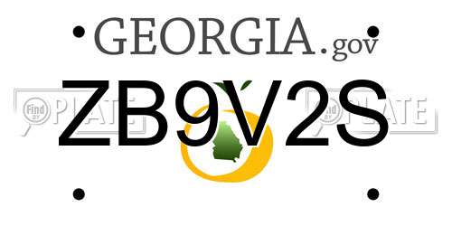 ZB9V2S Georgia License Plate