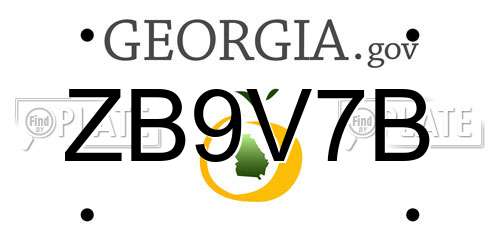 ZB9V7B Georgia License Plate