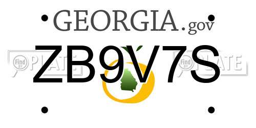ZB9V7S Georgia License Plate