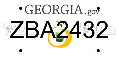 ZBA2432 Georgia License Plate