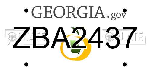 ZBA2437 Georgia License Plate