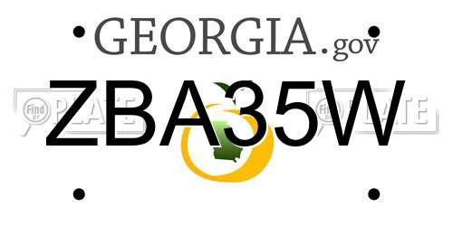 ZBA35W Georgia License Plate