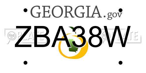 ZBA38W Georgia License Plate