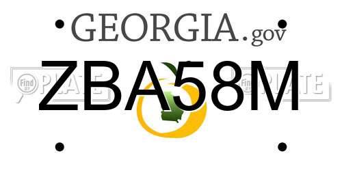 ZBA58M Georgia License Plate