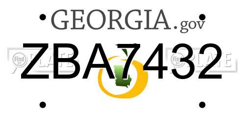 ZBA7432 Georgia License Plate