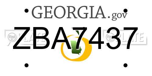 ZBA7437 Georgia License Plate