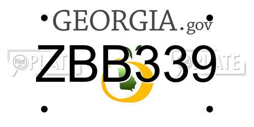 ZBB339 Georgia License Plate