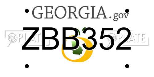 ZBB352 Georgia License Plate
