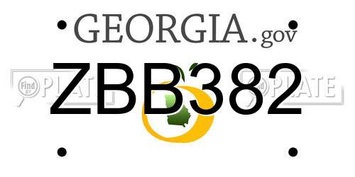 ZBB382 Georgia License Plate