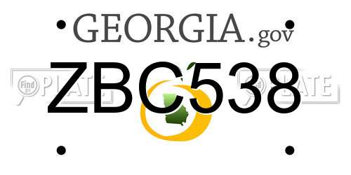 ZBC538 Georgia License Plate