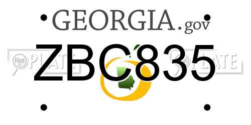 ZBC835 Georgia License Plate