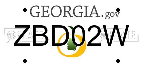 ZBD02W Georgia License Plate