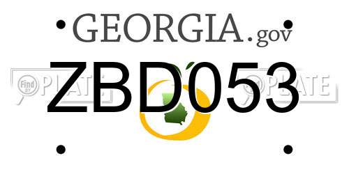 ZBD053 Georgia License Plate
