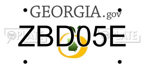 ZBD05E Georgia License Plate