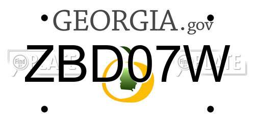 ZBD07W Georgia License Plate
