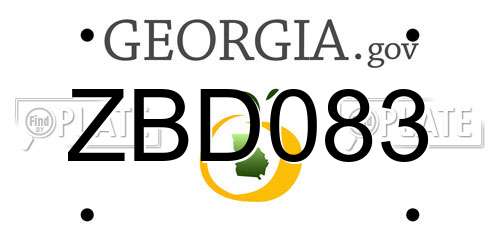ZBD083 Georgia License Plate