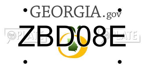 ZBD08E Georgia License Plate