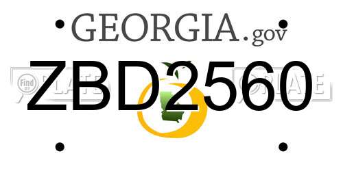 ZBD2560 Georgia License Plate