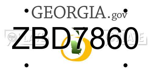 ZBD7860 Georgia License Plate