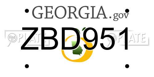 ZBD951 Georgia License Plate