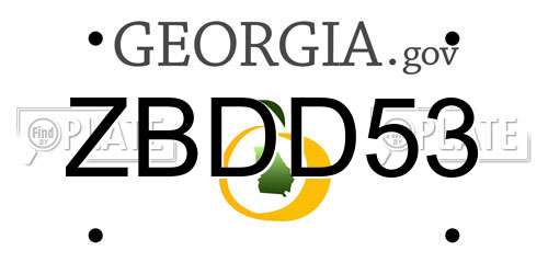 ZBDD53 Georgia License Plate