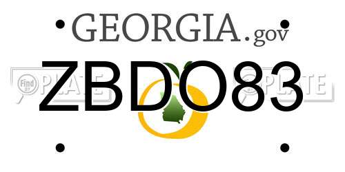 ZBDO83 Georgia License Plate