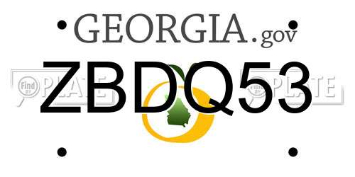 ZBDQ53 Georgia License Plate