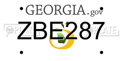 ZBE287 Georgia License Plate