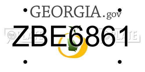 ZBE6861 Georgia License Plate