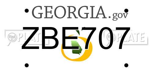 ZBE707 Georgia License Plate