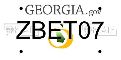 ZBET07 Georgia License Plate