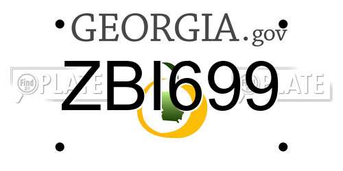ZBI699 Georgia License Plate