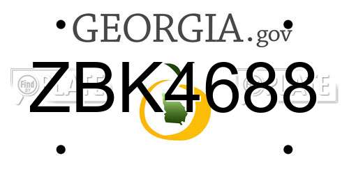 ZBK4688 Georgia License Plate