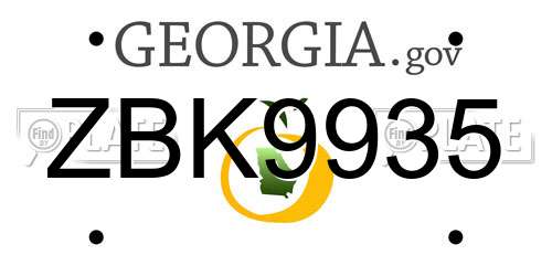 ZBK9935 Georgia License Plate