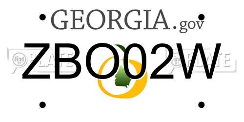 ZBO02W Georgia License Plate