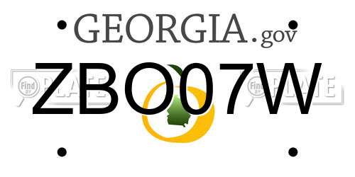 ZBO07W Georgia License Plate