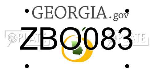 ZBO083 Georgia License Plate